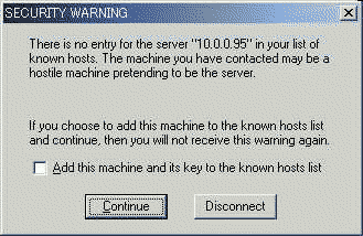 TTSSH Security Warning Window